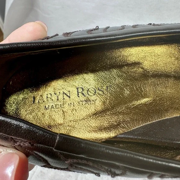 Taryn Rose Pumps Women 38.5 Brown Excellent Embroidered Leather Block Heel 9312 - Picture 9 of 11